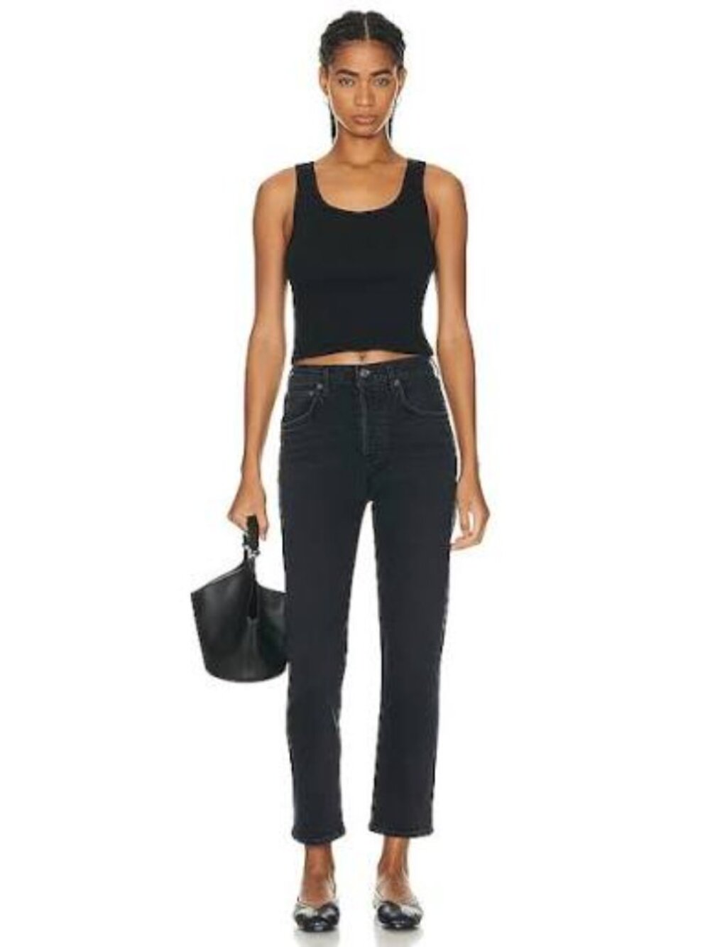 AGOLDE Riley High Rise Straight Crop Jeans Panoramic Washed Black 28